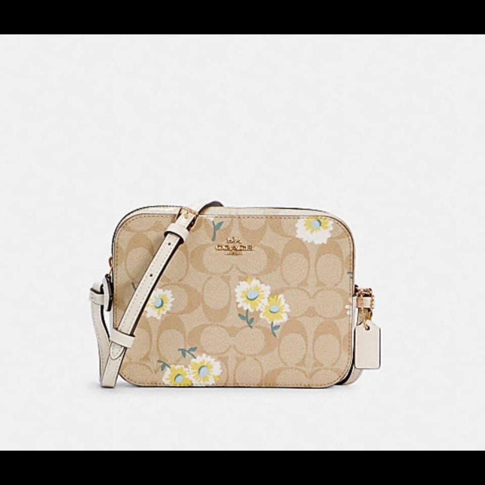 Coach Mini Camera Canvas Bag With Daisy Print